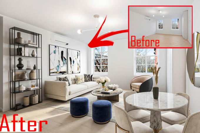 Gig Preview - Do virtual staging, add furniture to your home