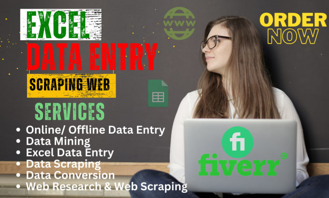 Gig Preview - Do data entry, data conversion, web scraping, web research and typing job