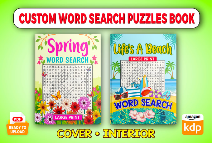 Gig Preview - Create niche based custom word search puzzle activity book for KDP