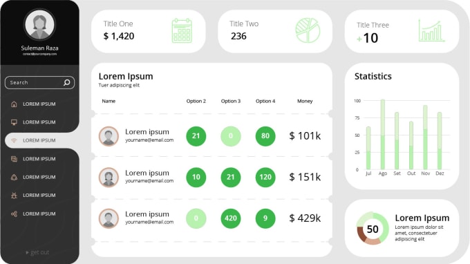 Gig Preview - Develop admin dashboard using react js, typescript, next js