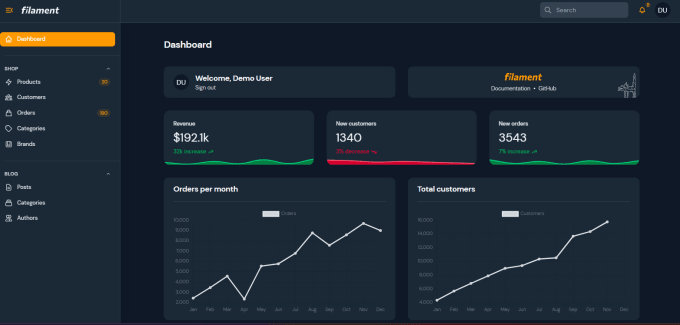 Gig Preview - Make laravel filament admin panel for your projects