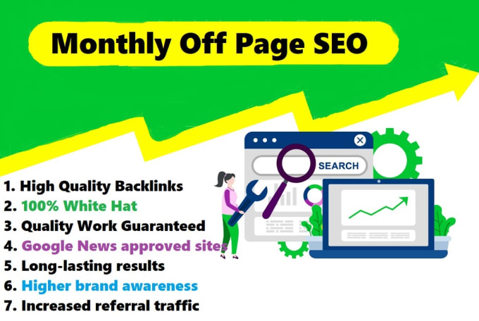 Gig Preview - Do monthly off page SEO guest post get high quality backlinks