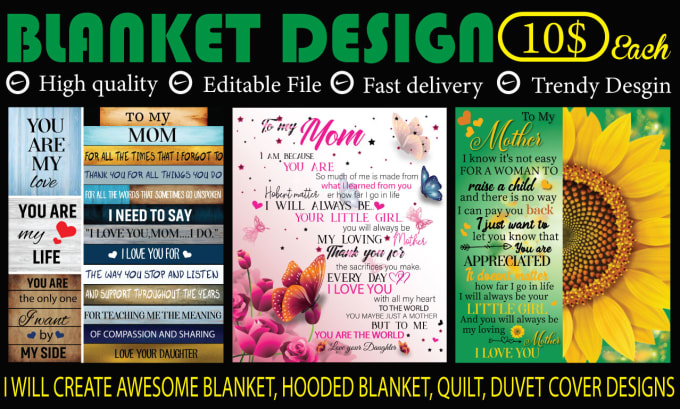 Gig Preview - Create awesome blanket, hooded, quilt, fleece blanket designs for you