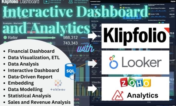 Gig Preview - Build powerful web and bi dashboards with looker, klipfolio, zoho analytics