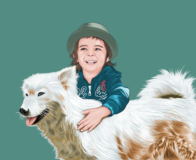 Gig Preview - Draw pet portrait, vector portrait, animal illustration