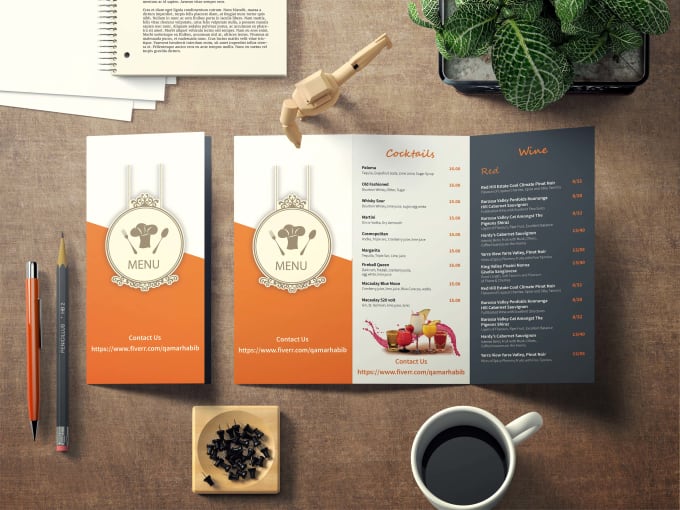 Gig Preview - Design modern restaurant menu bifold and trifold