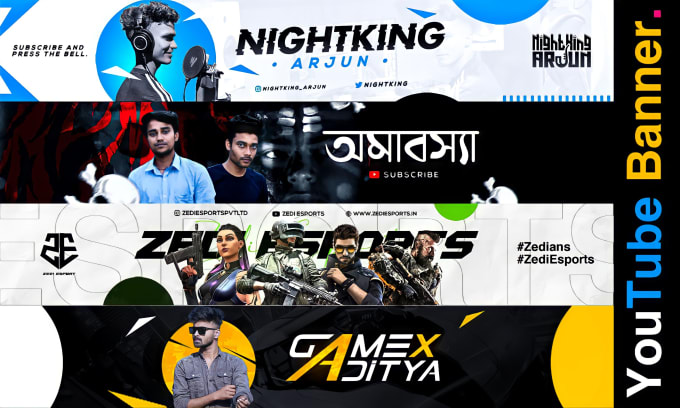 Gig Preview - Do eye catching professional banner design for youtube