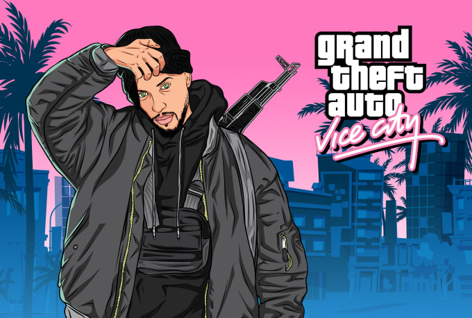 Gig Preview - Draw a style portrait from your picture, vice city, gta 6