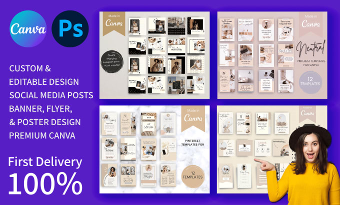 Gig Preview - Design social media posts using canva template and photoshop