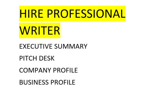 Gig Preview - Write executive summary, company profile, pitch desk, capability statement