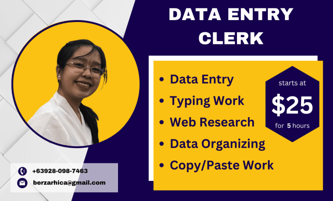 Gig Preview - Be your detail oriented data entry clerk