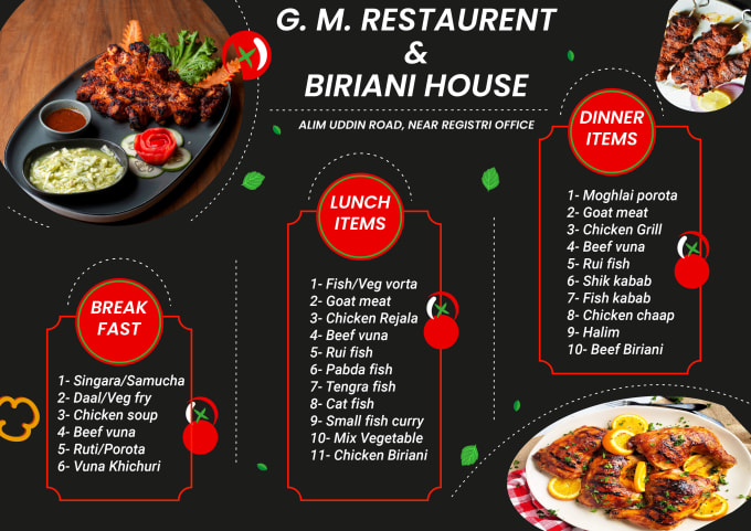 Gig Preview - Design restaurant menu and price list or food flyer banner