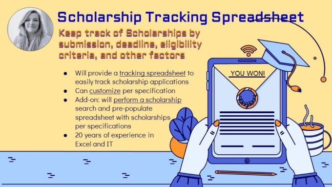 Gig Preview - Create an excel scholarship application tracker