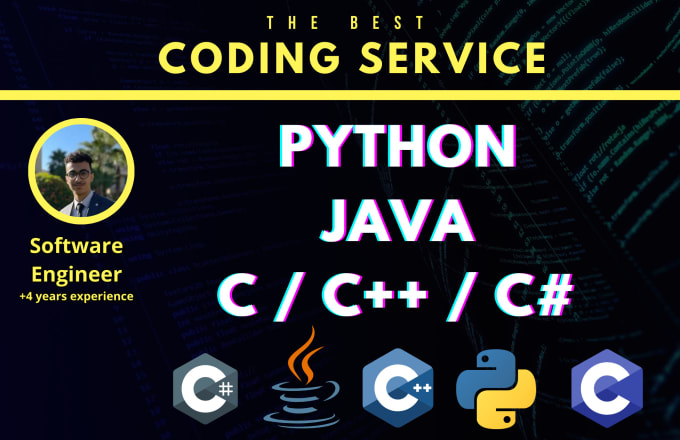 Gig Preview - Code your projects in python, java, c sharp, c or cpp