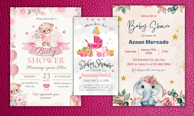 Bestseller - design digital invitation card for baby shower, wedding or birthday