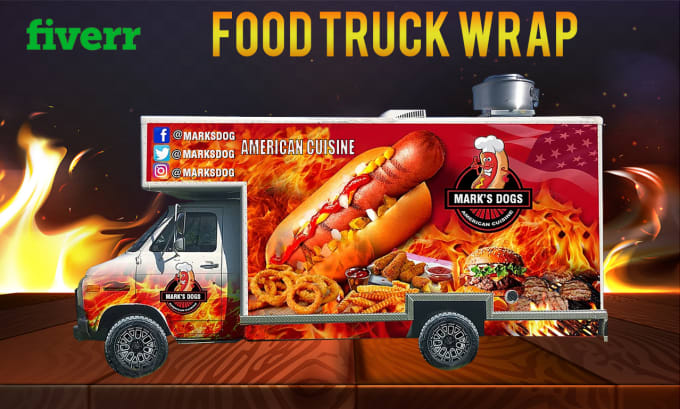 Gig Preview - Design professional and outstanding food truck wrap, truck wrap