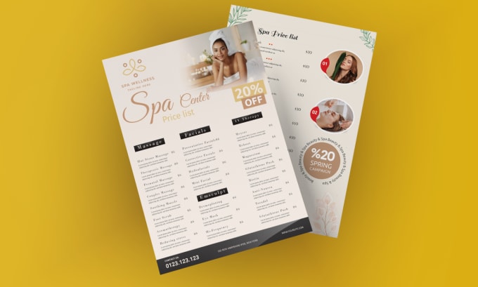 Gig Preview - Design spa menu, flyer, and beauty salon price list