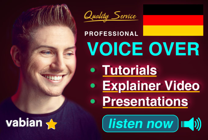 Gig Preview - Record german voice over tutorials explainer video presentations