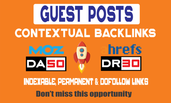 Gig Preview - Dofollow guest posts on da50 blog, guest posting SEO backlinks