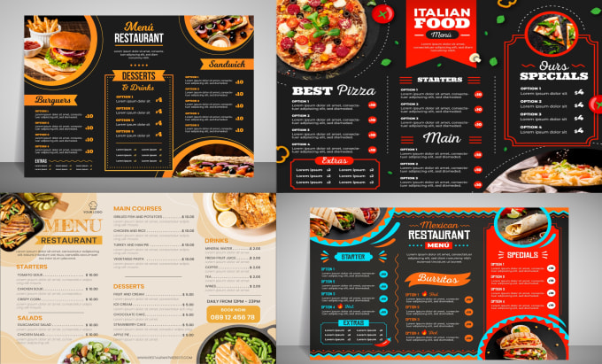 Gig Preview - Do food cafe menu card takeaway brochure menu board design