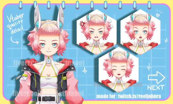 Gig Preview - Draw amazing pngtuber avatar for streams and twitch in vtuber anime style