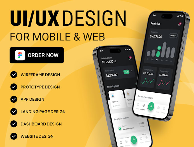 Gig Preview - Do UI UX design, wireframe UI UX design and mobile UI design