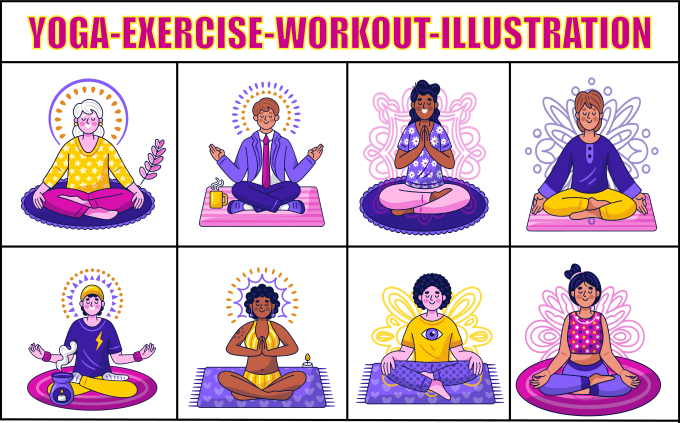 Gig Preview - Draw custom yoga poses exercise and workout illustration