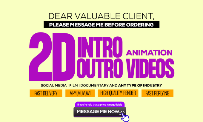 Gig Preview - Make 2d high quality intro or outro videos