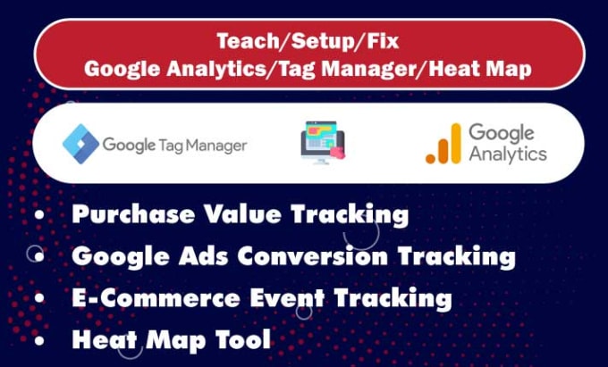 Gig Preview - Teach, setup google analytics 4 and tag manager, heatmap conversion tracking