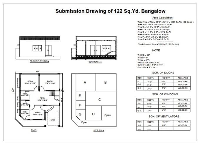 Gig Preview - Draw ,redraw 2d architectural floor plan, bangalow plan