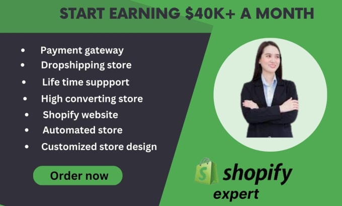 Gig Preview - Create shopify dropshipping store,  shopify website and store, shopify expert