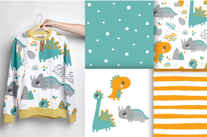 Gig Preview - Design cute baby kids animal seamless repeat vector fabrics print babies pattern