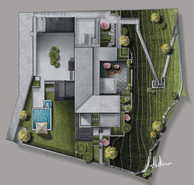 Gig Preview - Draw a 2d colored landscape plan