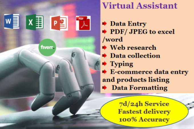 Gig Preview - Do data entry, copy paste, web research, product uploading, pdf conversion etc