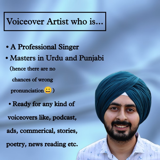 Gig Preview - Do voiceover in urdu, punjabi and hindi just as you say