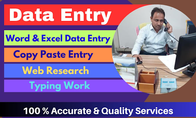 Gig Preview - Do perfect data entry, typing works, pdf to word and excel