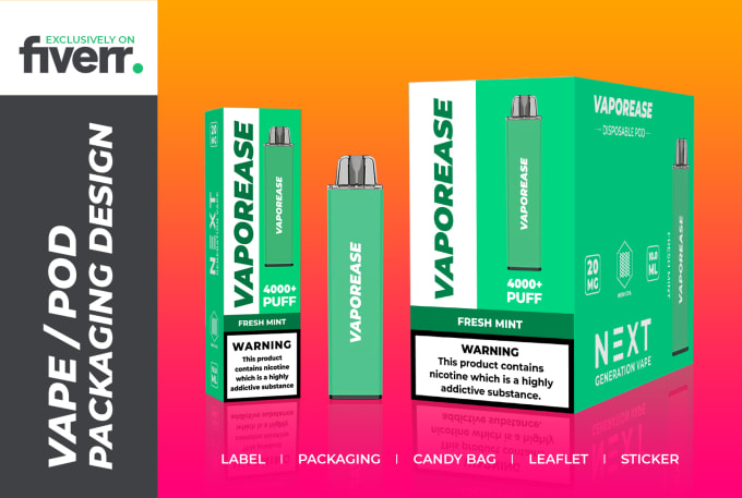 Gig Preview - Do packaging and label design services for vape, pod, cbd