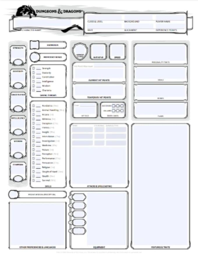 Bestseller - create a dnd character sheet from zero