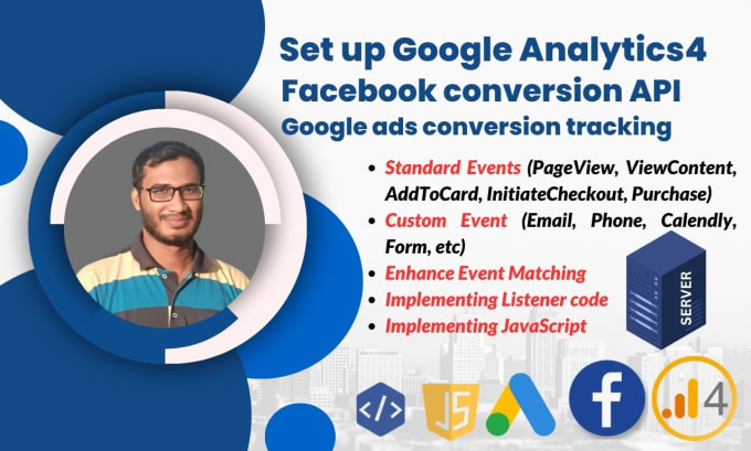 Gig Preview - Setup ga4, google ad conversion tracking fb events datasets or fb conversion API