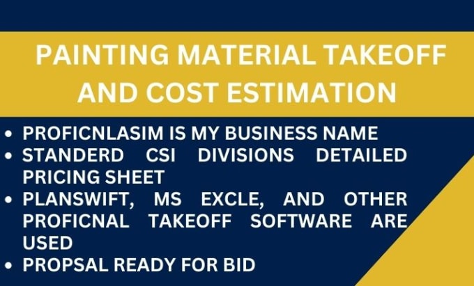 Gig Preview - Do painting material takeoff and cost estimation