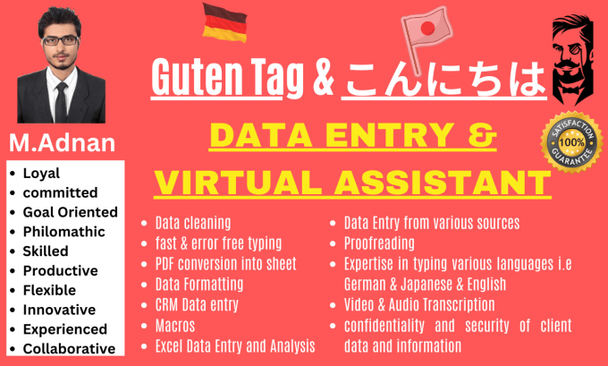 Gig Preview - Do correct data entry in japanese and german language, typist