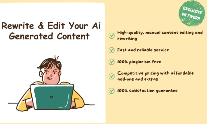 Gig Preview - Rewrite and edit your ai generated content manually