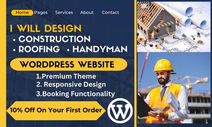 Gig Preview - Design a professional construction or remodeling website with wordpress