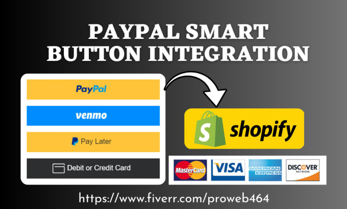 Gig Preview - Add paypal credit debit card smart buttons on shopify