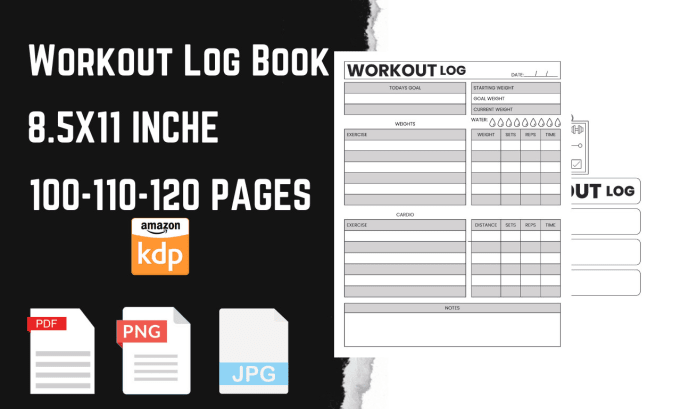 Gig Preview - Give 120 page workout log book for kdp