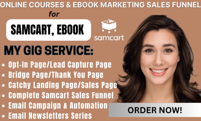 Gig Preview - Create samcart online course landing page, book and ebook marketing sales funnel