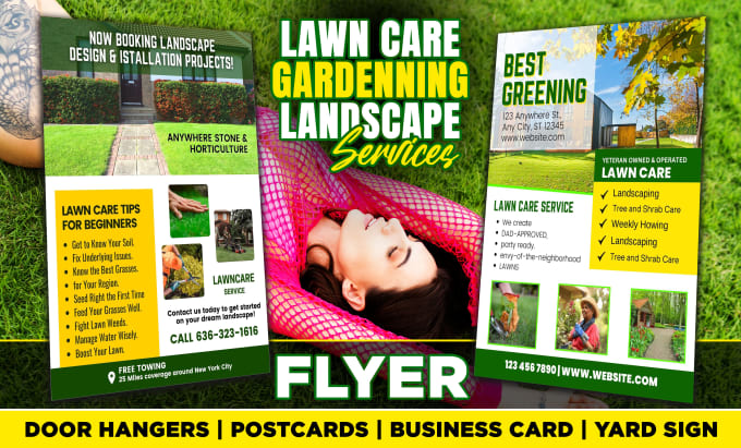 Gig Preview - Do landscape, gardening, lawncare flyers, yard signs, door hangers, postcards