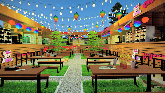 Gig Preview - Design outdoor shop, restaurant, food court, food truck