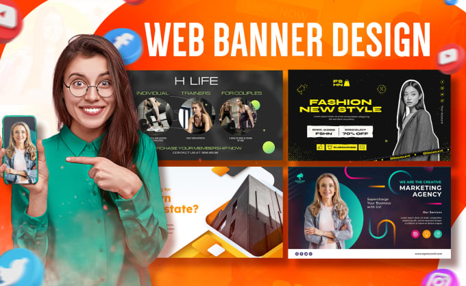 Gig Preview - Design website banner, shopify banner, website header or banner ads