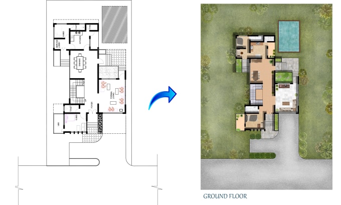 Bestseller - professional floor plans, elevation and section rendering in photoshop